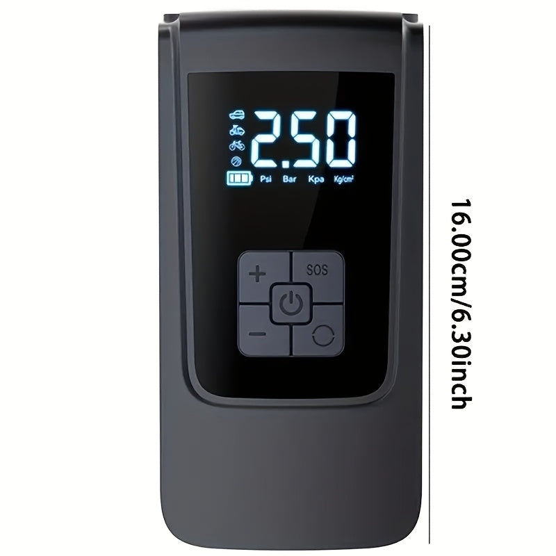 Портативный насос для накачки шин с манометром и светодиодной подсветкой для автомобиля и велосипеда