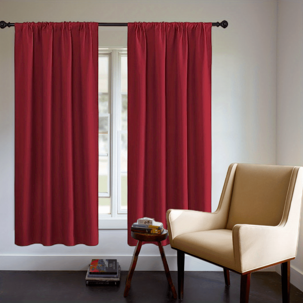 Blackout Curtain Panel Thick Rod Pocket Light Blocking Insulation Bedroom 200g