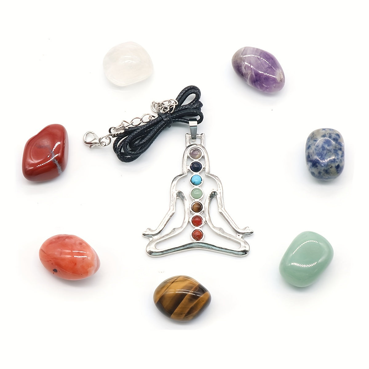 Juego de 8 piedras de cristal natural para equilibrar chakras y meditación