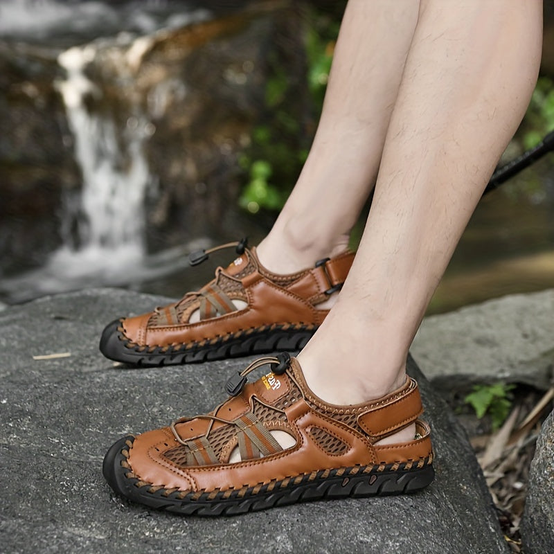 Men's Mesh Sandals with Adjustable Drawstring for Outdoor Casual Walking