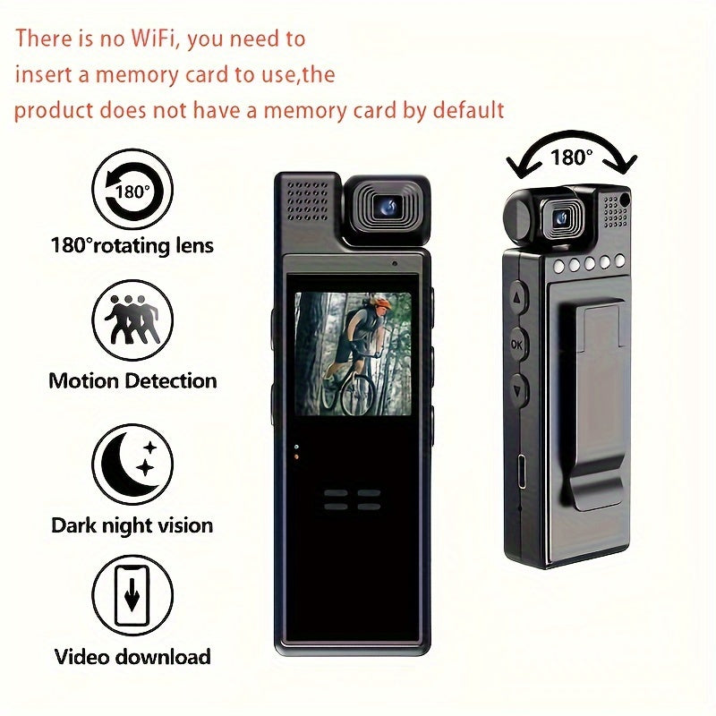 Portable Sports Action Camera 1080P HD Night Vision 180° Rotatable Lens