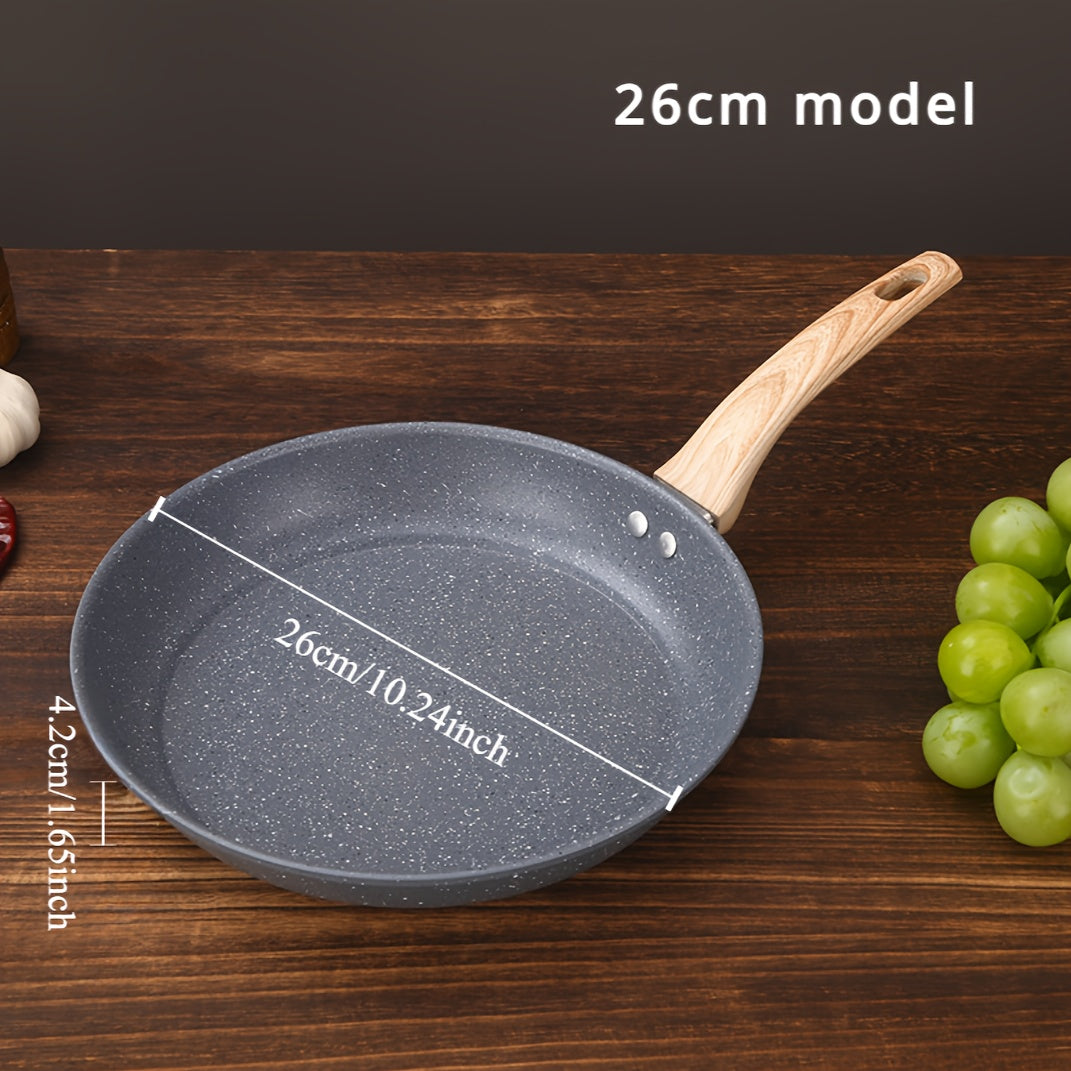 Сковорода EcoPans с антипригарным покрытием и деревянной ручкой - пшеничный рисовый камень, без масла, без дыма, совместима с электромагнитными плитами, посуда для блинов, омлетов, стейков - не требует электричества