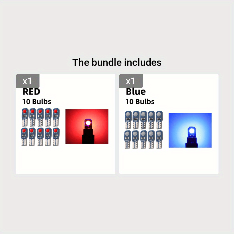 10 Pieces T5 LED Car Dashboard Lights 12V DC Instrument Panel Indicator