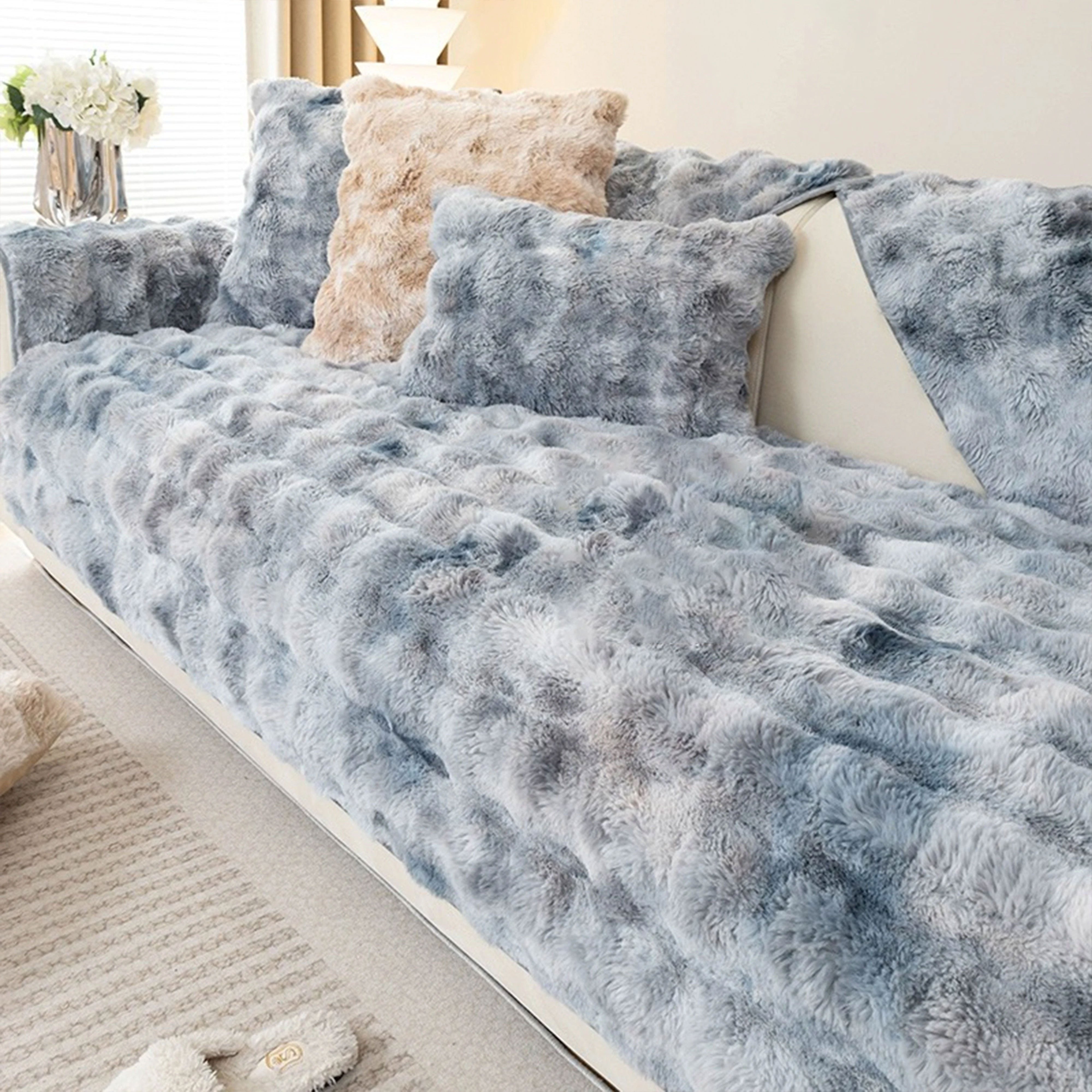 Плюшевое покрытие для дивана на зиму подходит для спальни, гостиной, офиса, домашнего декора