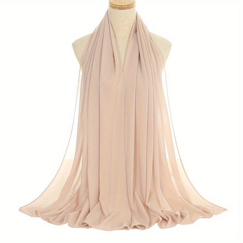 Black and White Chiffon Hijab Lightweight Breathable Headscarf for Women