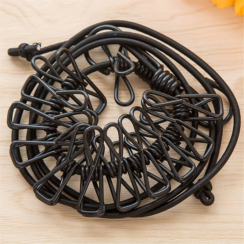 Portable Retractable Clothesline with 12 Windproof Clips for Camping and Travel