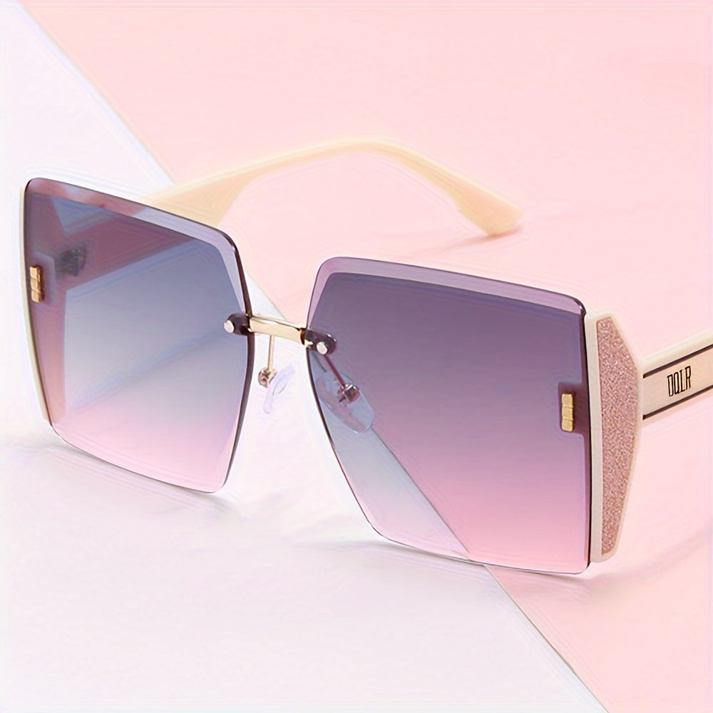 Unisex Rimless Sunglasses Large Gradient Lenses Summer Beach Travel