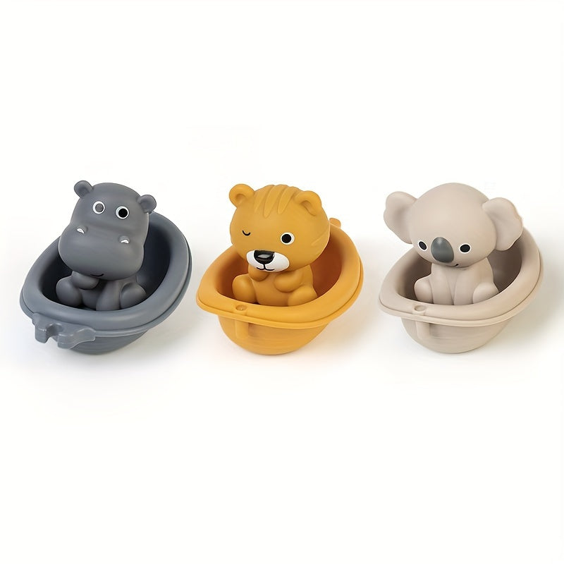 Floating Bath Toy for Kids with Animal Finger Covers Stackable Water Play