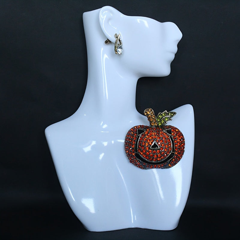 Devil Smiling Pumpkin Brooch Chic Punk Style Rhinestones Zinc Alloy Halloween Accessory
