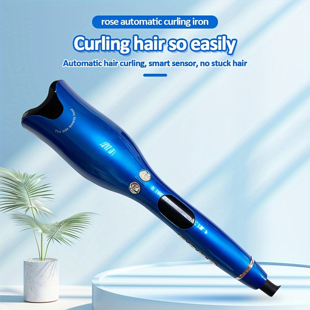 Rizador de cabello automático con varilla de cerámica que crea rizos impresionantes, temperatura ajustable, funciones de seguridad