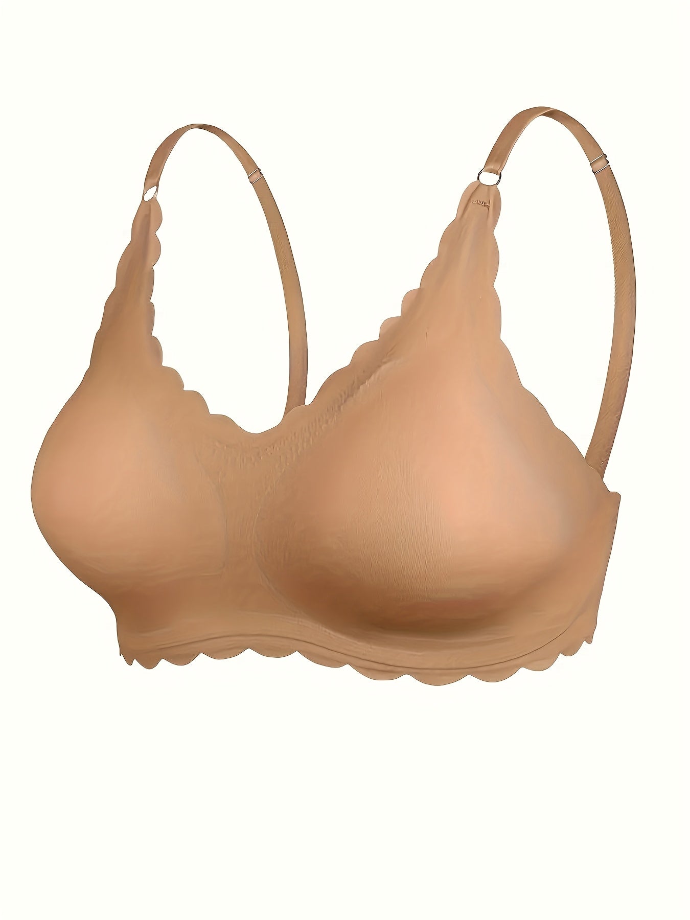 Bralette de nylon talla grande para deportes yoga inalámbrica con relleno removible color sólido