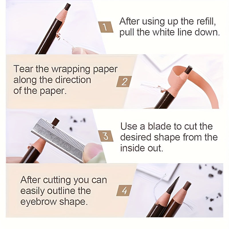 Set de lápices de cejas impermeables para mujer, 6 colores vibrantes, a prueba de manchas