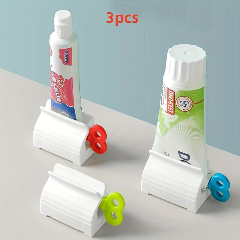 3-Piece Bathroom Toothpaste Dispenser Set No Power Freestanding Organizer