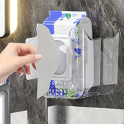 Wall-Mounted Tissue Holder Box for Wet Wipes No-Drill Bathroom Kitchen Organizer