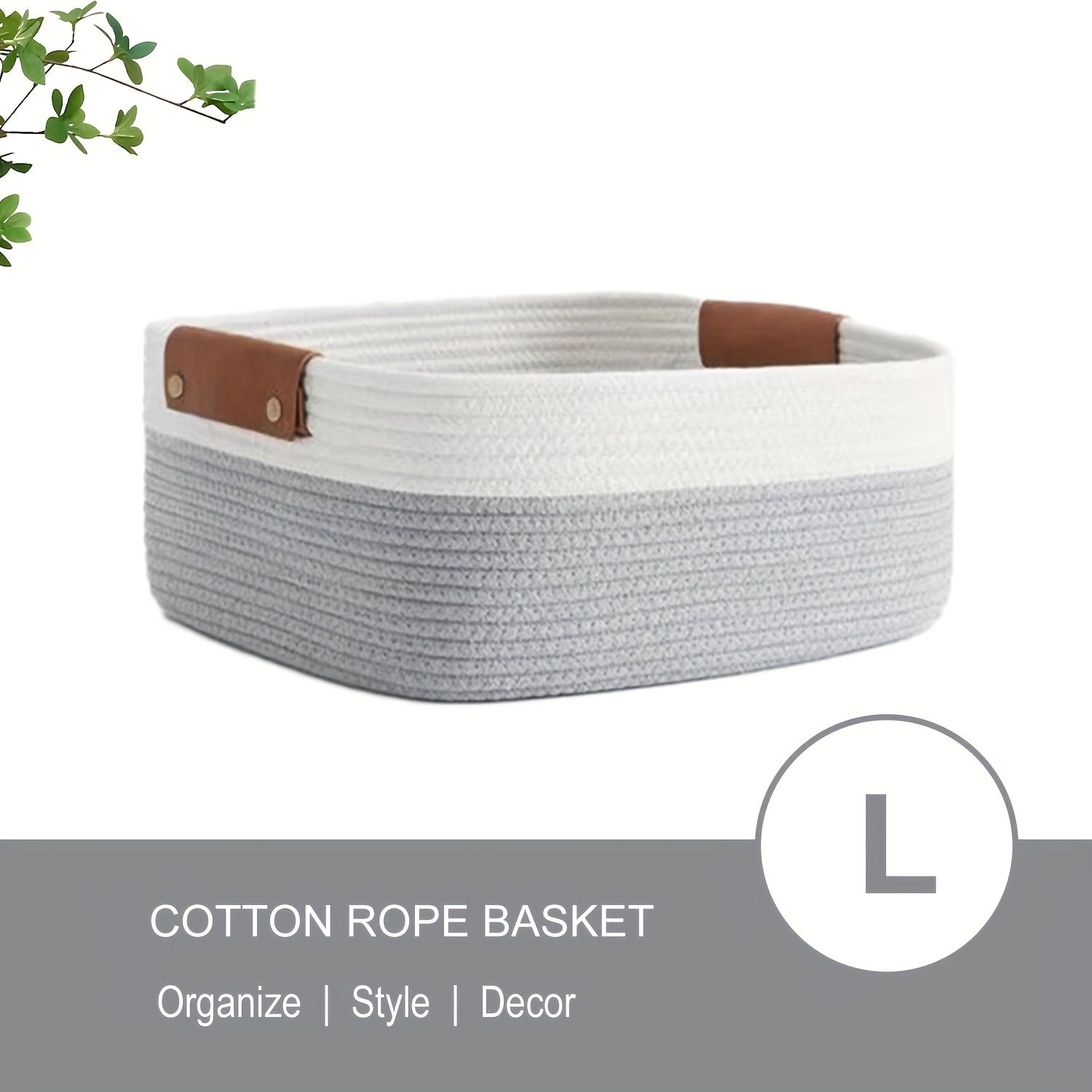 Qo'l bilan to'qilgan saqlash savati, hammomda, yotoqxona, yotoqxonada yoki ofisda turli xil narsalar, kosmetikalar, o'yinchoqlar va atıştırmalıklarni tartibga solish uchun. Bezakli va yig'iladigan dizayn.