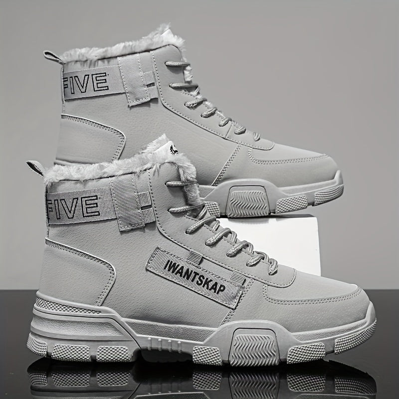 Men's Winter Snow Boots Faux Leather Fleece Lining Anti-Slip Durable Casual Outdoor