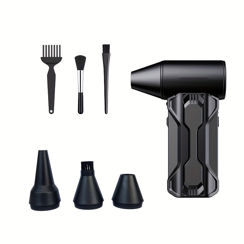 Mini USB Rechargeable Turbo Jet Fan for Computers Keyboards Cars Outdoor Black LED Display