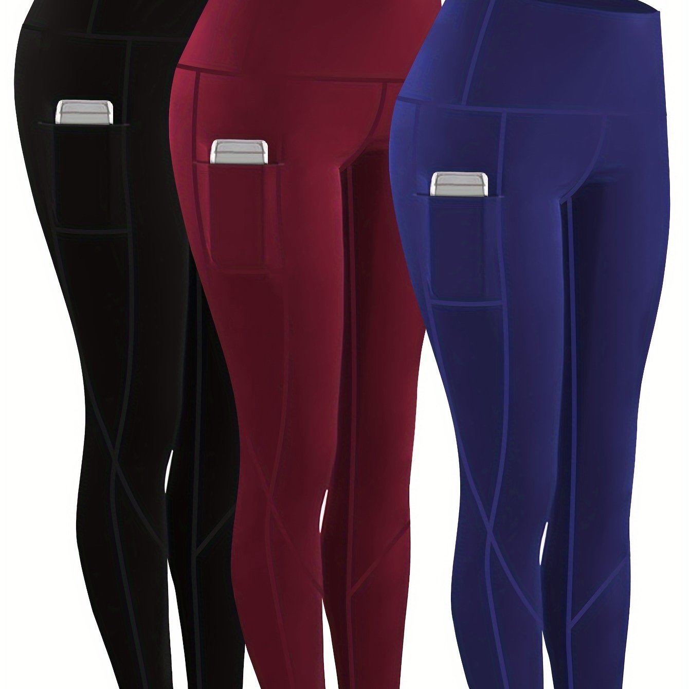 Plus Size Women's Yoga Leggings Set with Pockets High Stretch Spandex