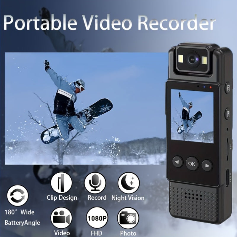 1080P Full HD Wearable Action Camera with 1200mAh Battery Night Vision Clip Design