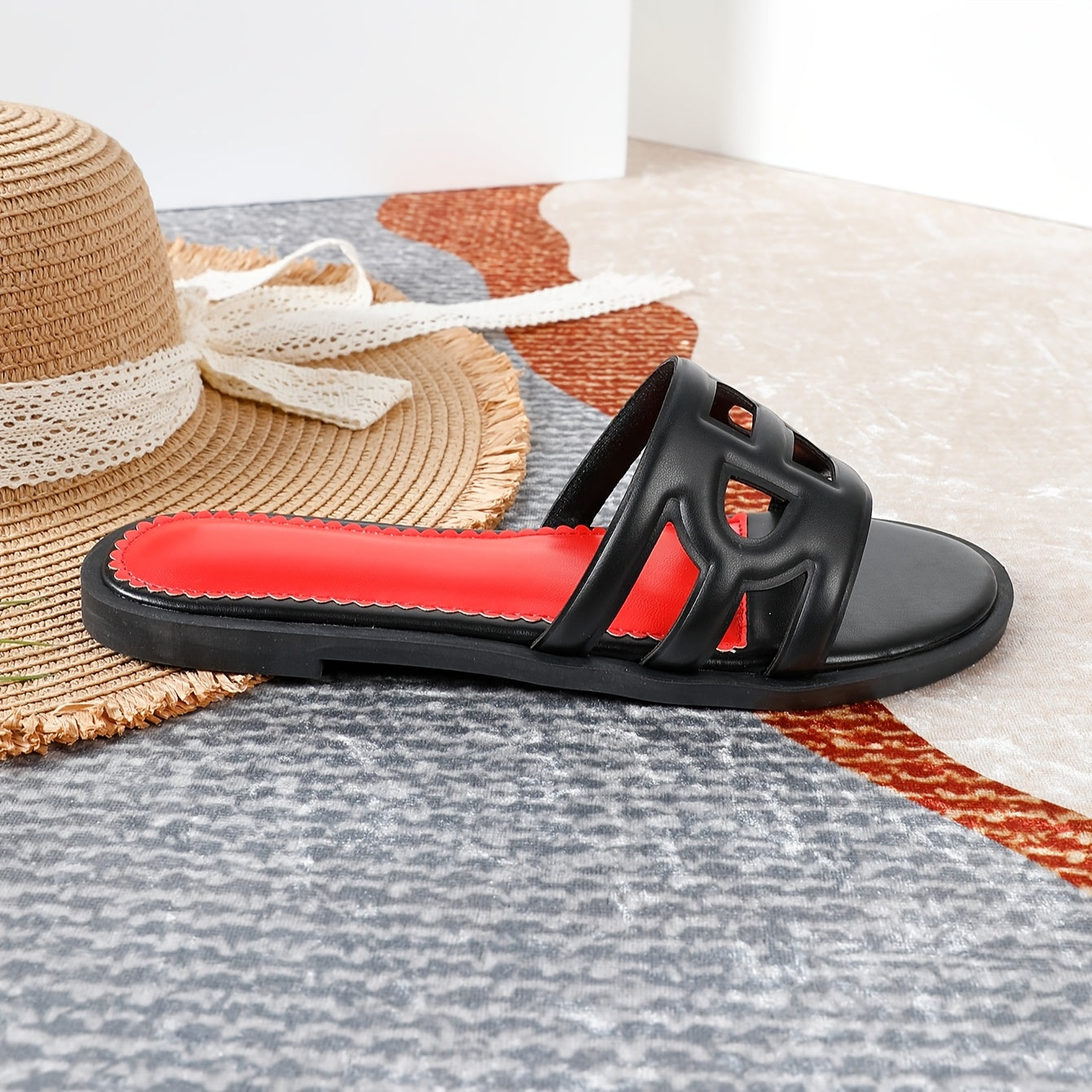 Women's Slip-On Round-Toe Flat Shoes Lightweight Comfortable Embossed Laser Designs