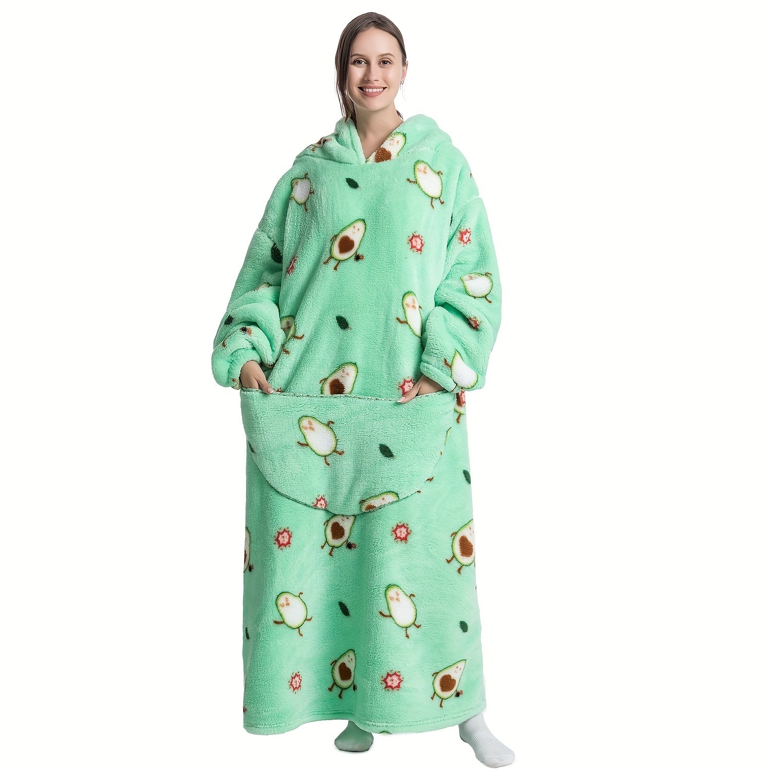 Oversized Hooded Blanket Sweatshirt for Women and Men Sherpa Fleece Warm Wearable Blanket