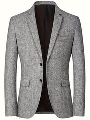 Men's Lightweight Business Casual Blazer Solid Color Long Sleeve Polyester Viscose