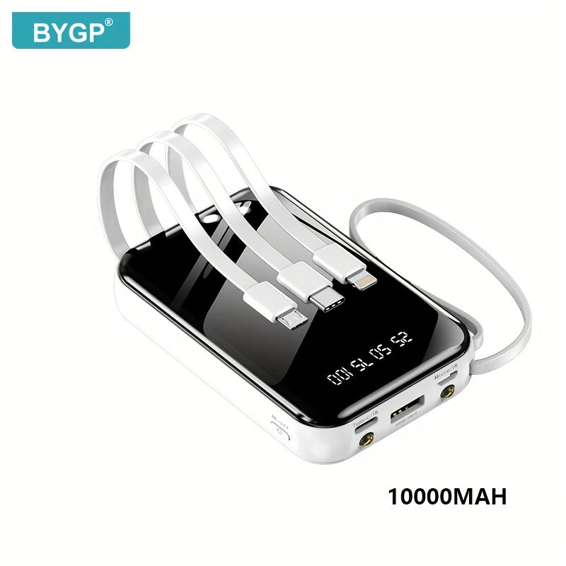 10000mAh quvvatga ega portativ quvvat banki, LED displey, USB Type-C zaryadlovchi, chiroq, qayta zaryadlanadigan litiy polymer batareya va iPhone/Android qurilmalari uchun favqulodda zaxira.