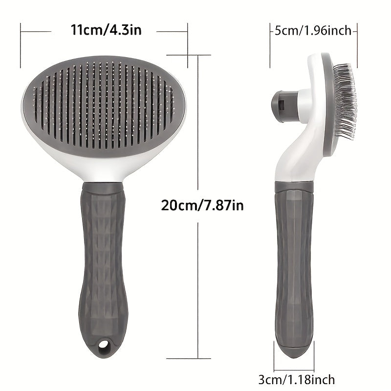 Pet Grooming Brush for Dogs and Cats with One-Click Hair Removal PVC Handle Detangling Shedding