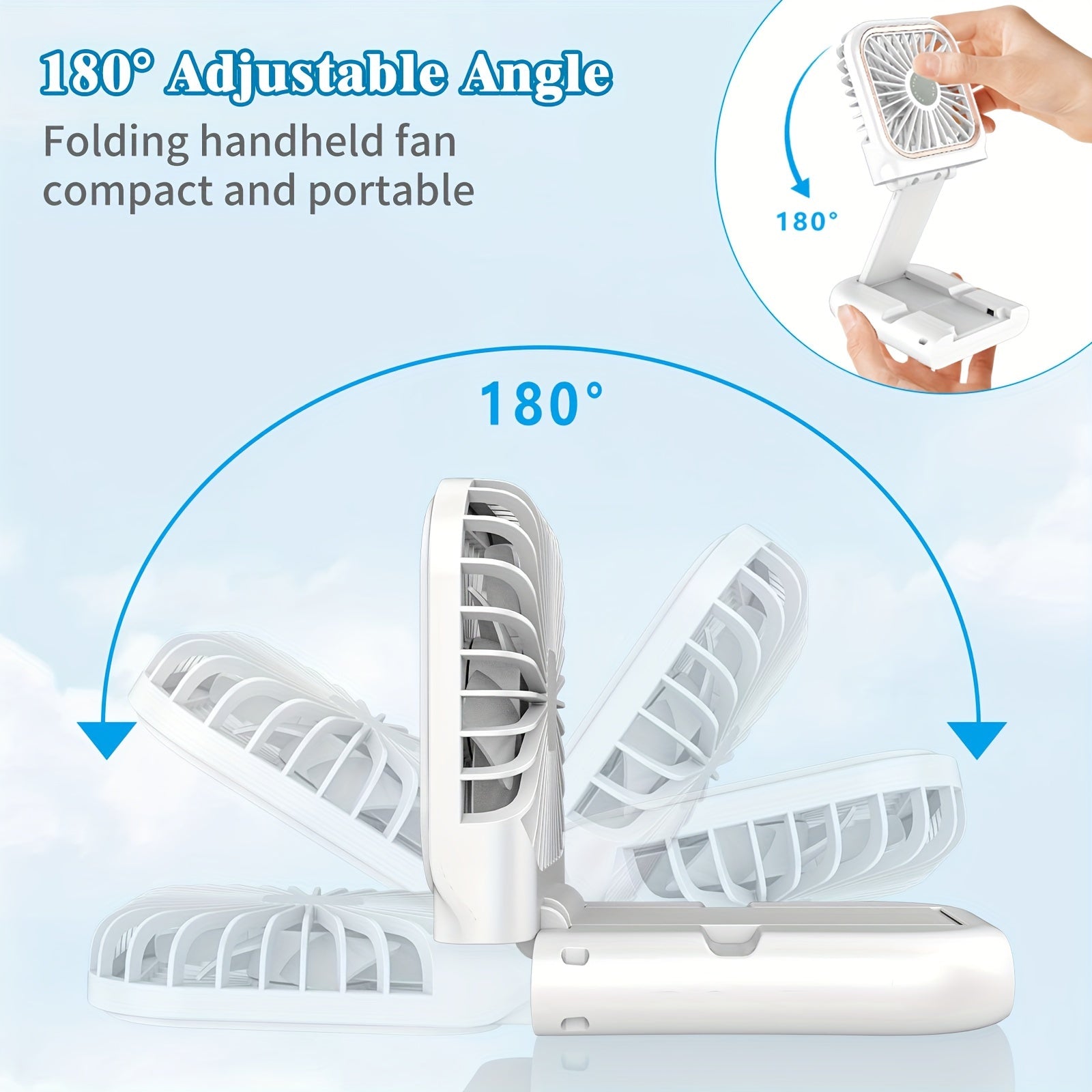 Raqamli ko'rsatkichga ega, ixcham qo'l fanati, zamonaviy egiluvchan bo'yin dizayni, qayta zaryadlanadigan 3000mAh batareya, 180° sozlanadigan burchak, 3 tezlik sozlamalari, shaxsiy sovutish, sayohat va sport uchun ideal.