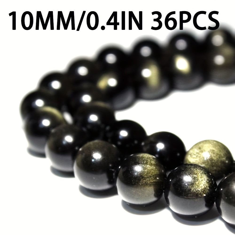 Golden Obsidian Beads Set 8mm Natural Stone Jewelry Making 46 Pieces
