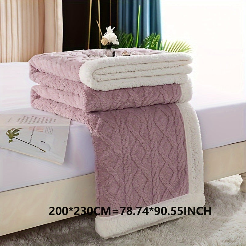Double-Sided Taffeta and Fleece Blanket for Couch Sofa Bed Camping Travel Solid Color