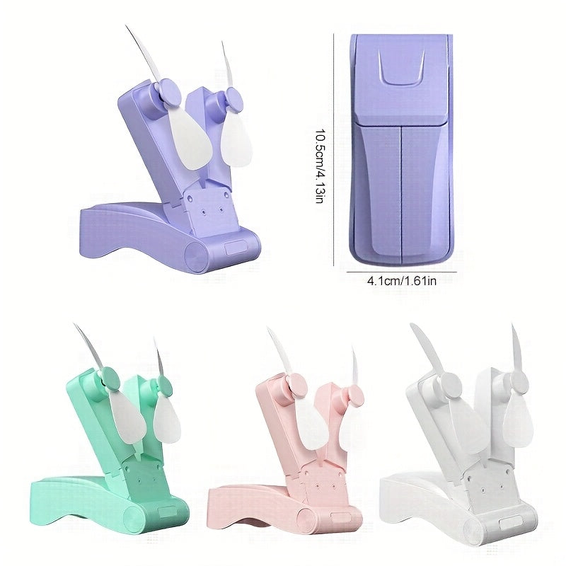 Mini fan with dual heads, strong wind, long-lasting battery, USB rechargeable, lightweight cooling