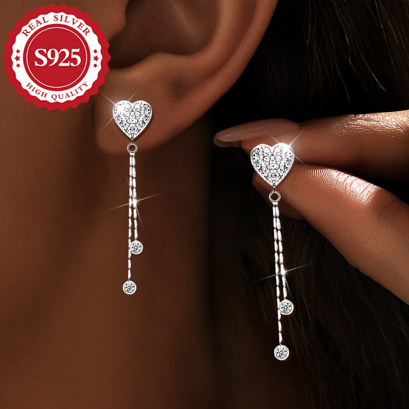 Silver Earrings Long Tassel Dangle Jewelry for Women Stylish Elegant Gift