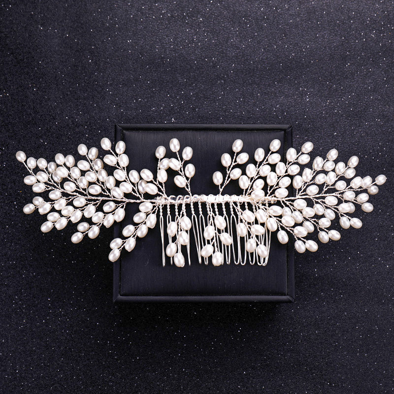 Faux Pearl and Crystal Hair Comb Wedding Bridal Hair Accessory Flower Headpiece