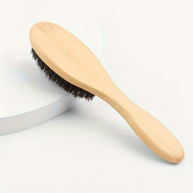 Мужская и женская бамбуковая и деревянная щетка для ухода за бородой с густой щетиной, абрикос