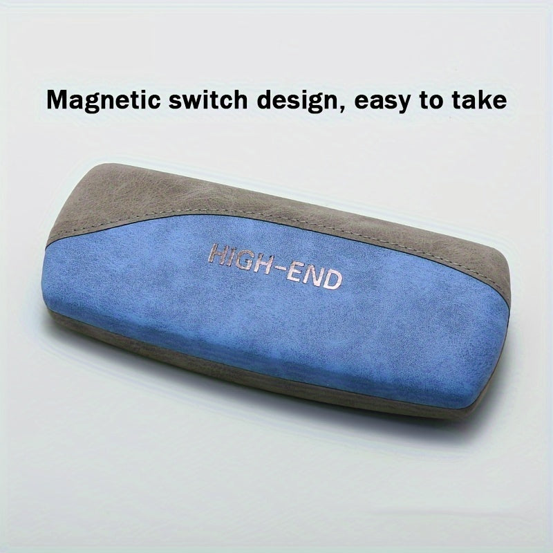 Eyeglass Cases Durable Metal Frame Soft Suede Leather Anti-Press Flip Cover for Students