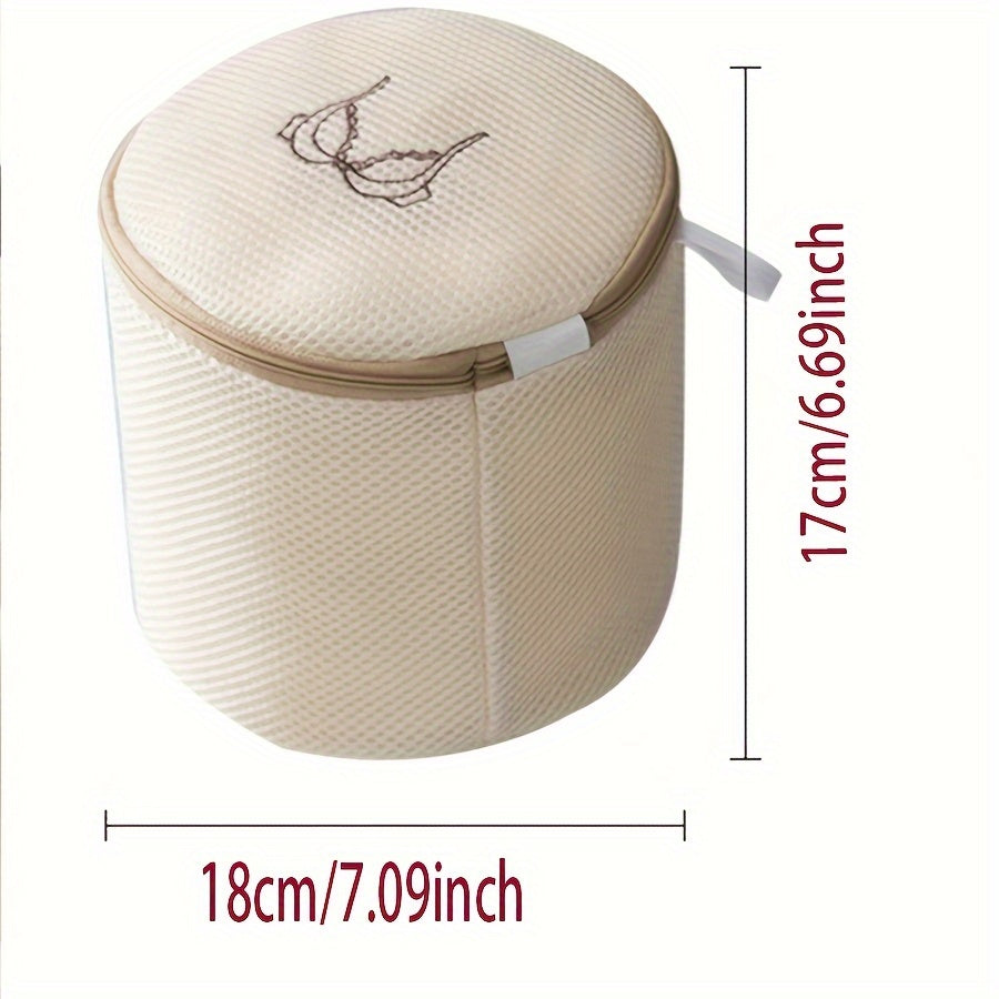 Mesh Laundry Bag for Delicates with Zipper and Embroidered Design for Bras and Underwear