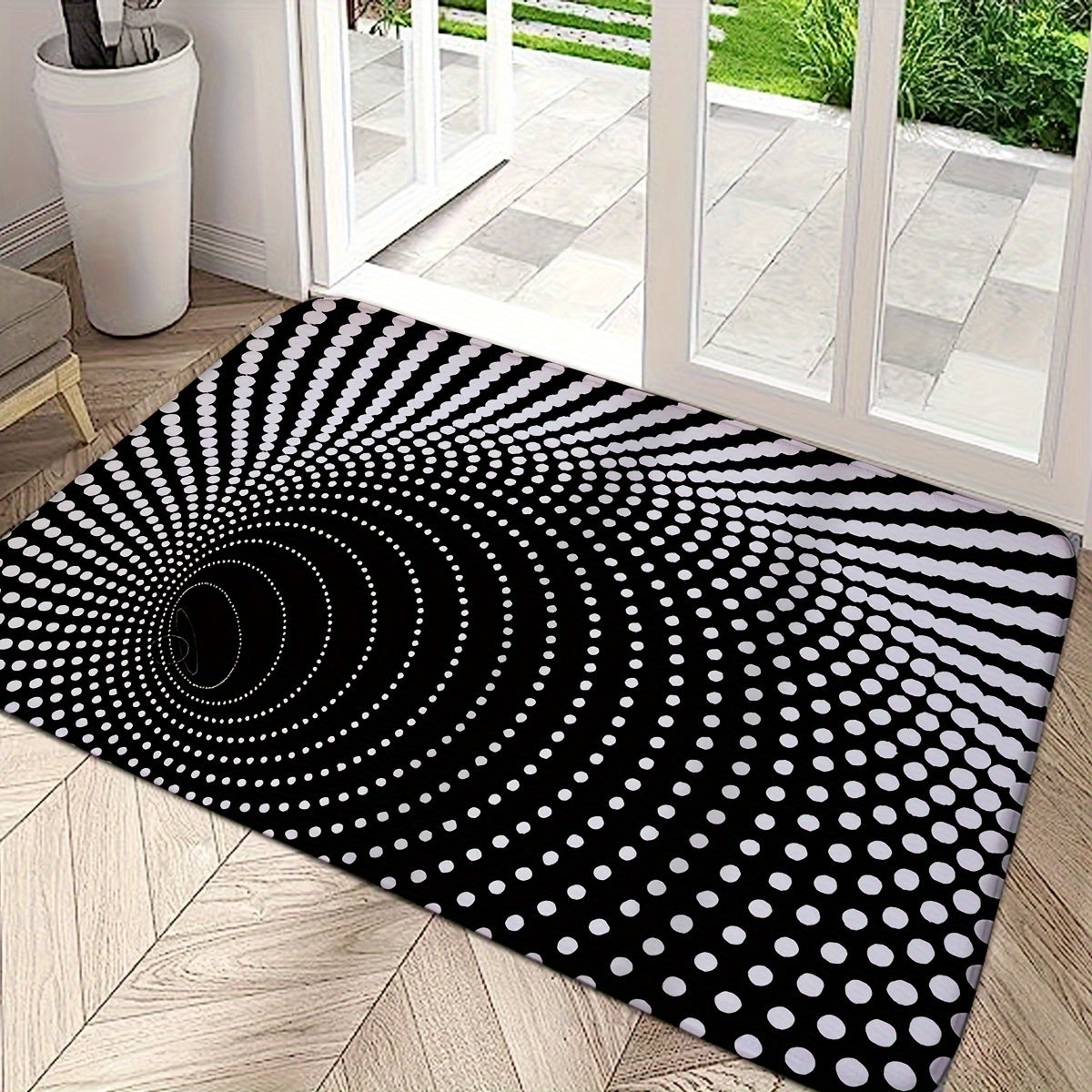 Rectangular Welcome Mat Non-Slip 3D Black Hole Pattern Indoor Outdoor