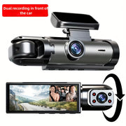 1080P Dual Camera Car DVR Night Vision Wide Angle IPS Screen Easy Install Rechargeable Battery