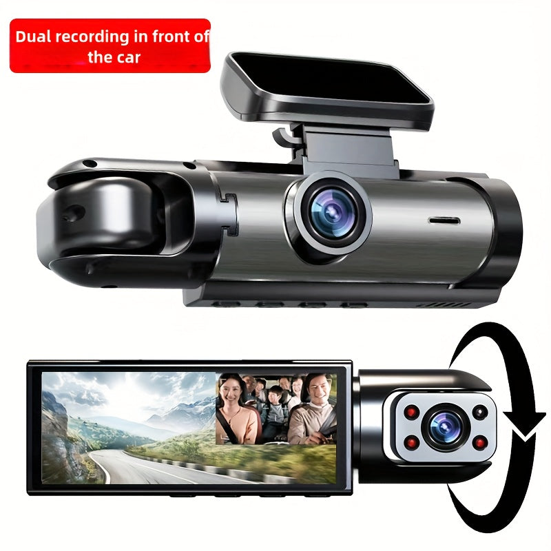 1080P Dual Camera Car DVR Night Vision Wide Angle IPS Screen Easy Install Rechargeable Battery