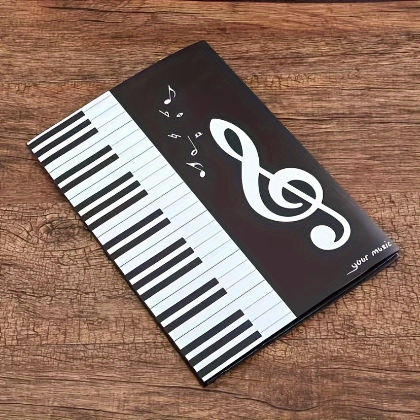 A4 Size Piano Music Sheet Holder Trifold Design Black White 6 Page Capacity