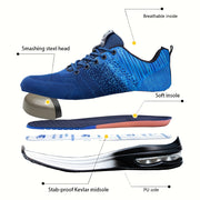 Women's Breathable Mesh Steel Toe Work Shoes Anti-Smash Stab Resistant Sneakers