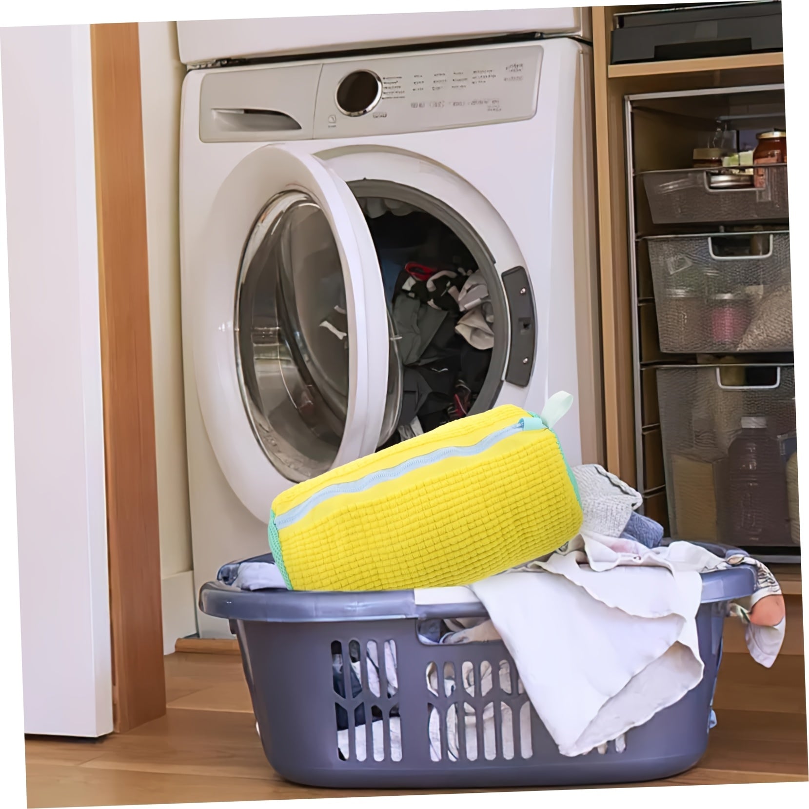 Bolsa de lavandería de poliéster duradero para zapatos con cierre de cremallera y forma ovalada