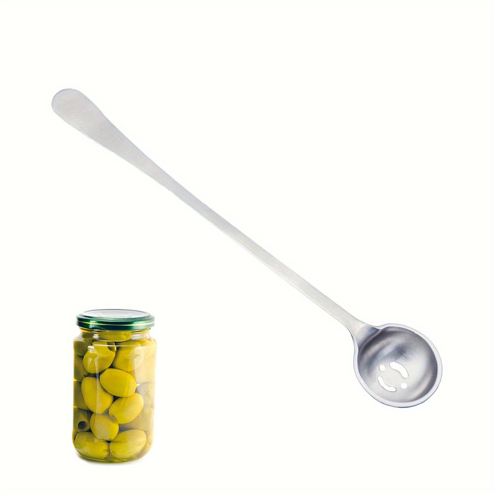 Stainless Steel Olive Spoon with Drain Hole Long Handle Slotted Serving Strainer