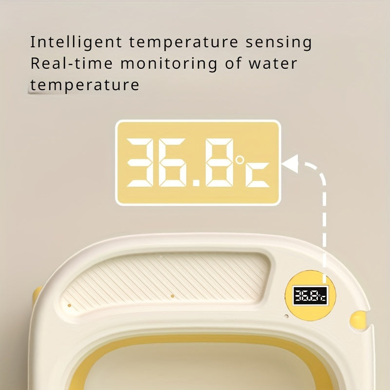 Baby Bathtub Foldable with Temperature Sensor for Children Up to 3 Years Easy-to-Clean Plastic