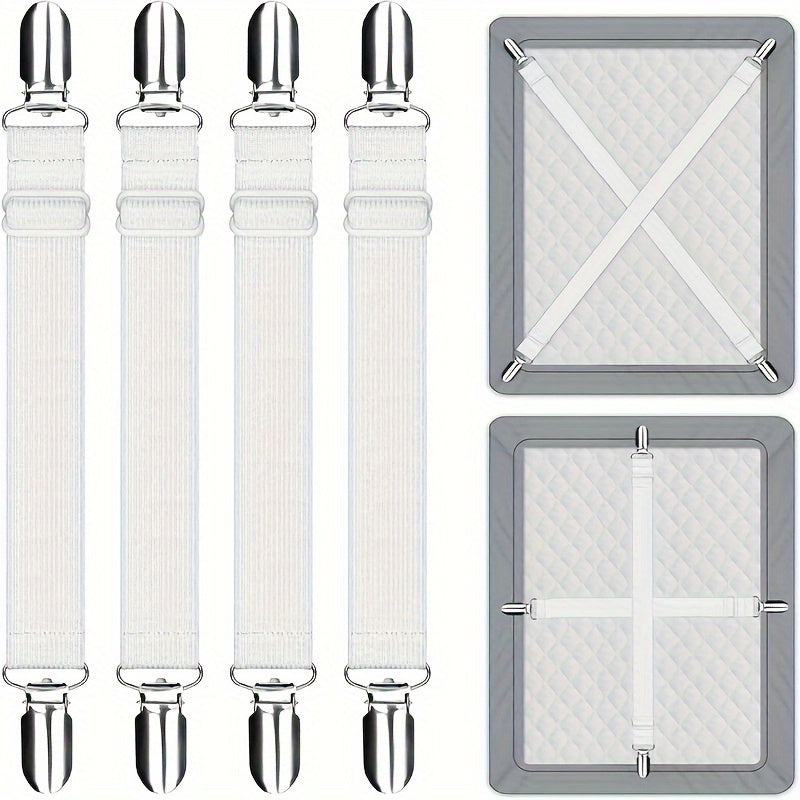 Adjustable Bed Sheet Clips Pack of 2 Heavy Duty Mattress Sheet Holders Elastic Straps