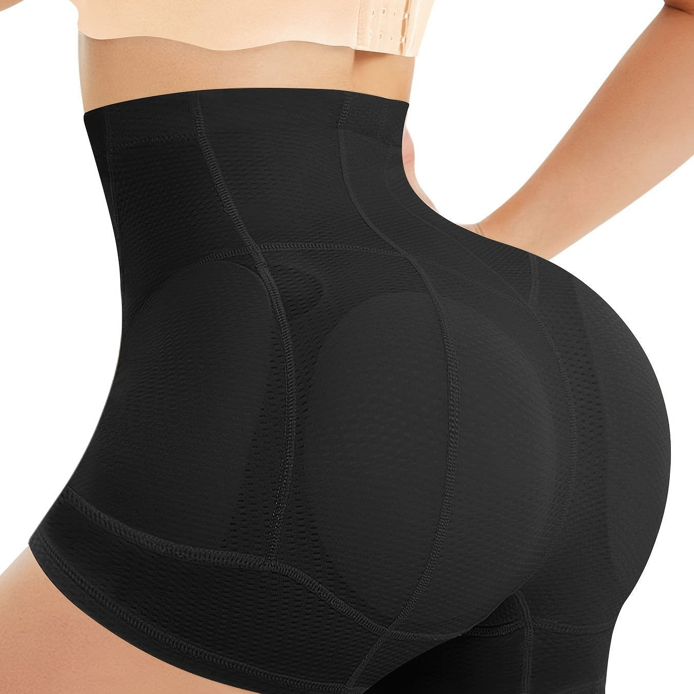Black Women's High-Waist Shapewear Shorts Breathable Nylon Spandex Tummy Control