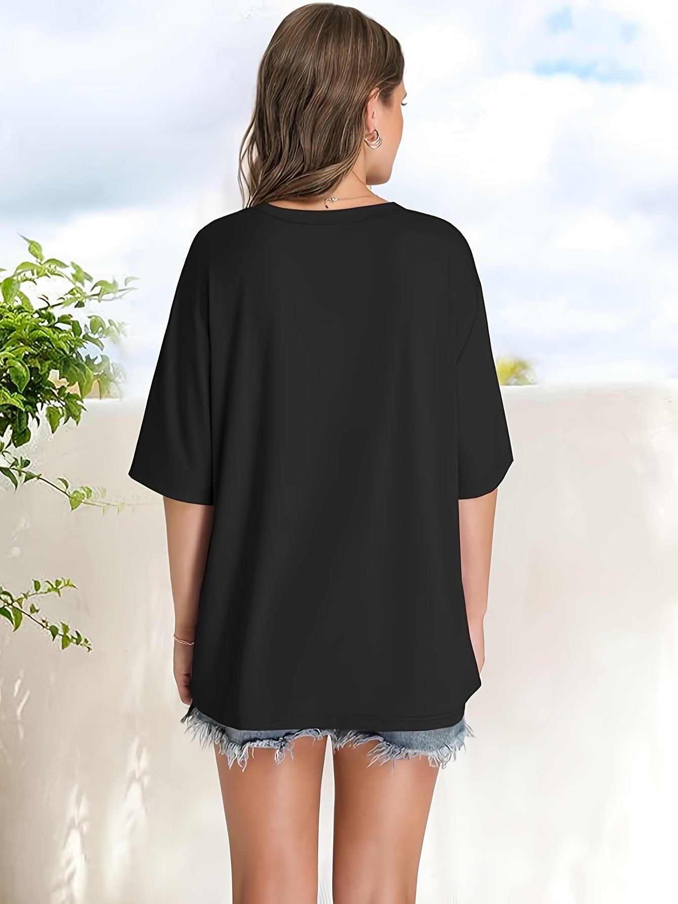 Women's Plus Size Loose Fit Short Sleeve T-Shirt Light Gray Casual Top