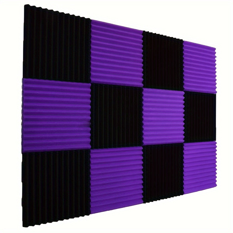 48 Black and Purple Foam Acoustic Wedges 30.48cm x 30.48cm Soundproof Panels for Studio Recording