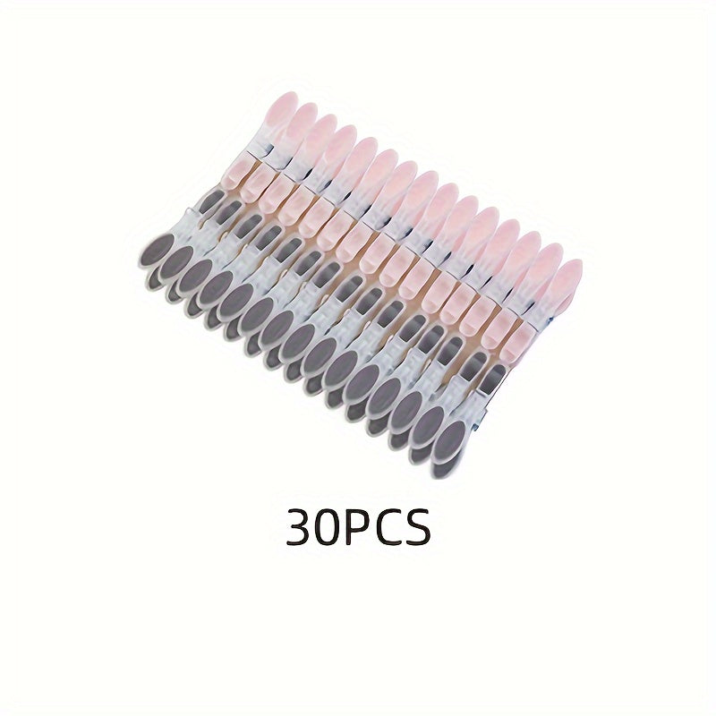 Juego de 30 pinzas de ropa de plástico para lavandería y almacenamiento, a prueba de viento y suaves